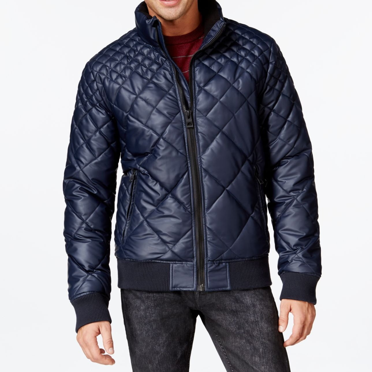 GUESS - Guess NEW Navy Blue Mens Size 2XL Full-Zip Quilted Puffer Jacket - Walmart.com - Walmart.com