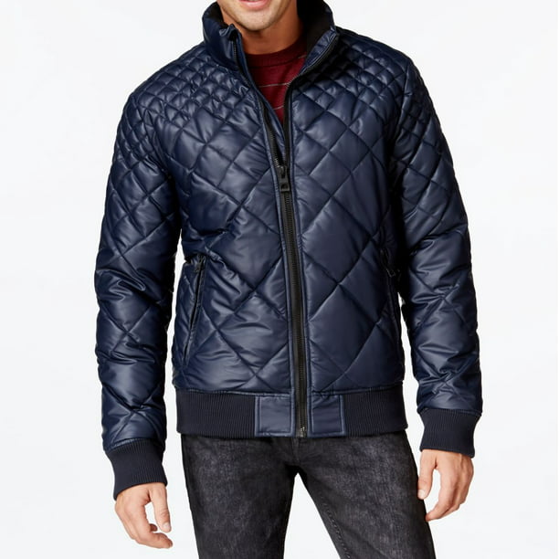 GUESS - Guess NEW Navy Blue Mens Size 2XL Full-Zip Quilted Puffer ...
