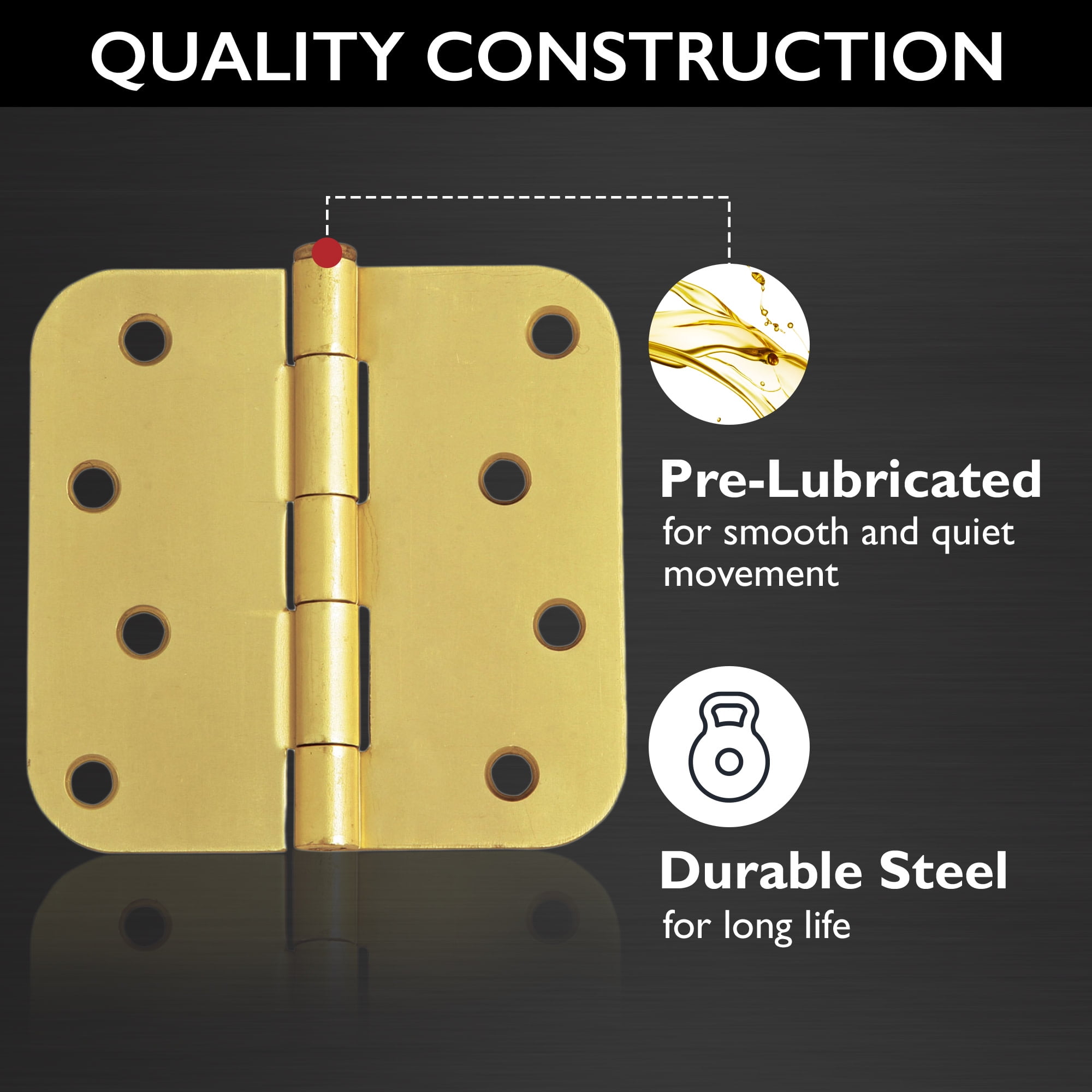 Design House 3-Pack 4" H x .625" Radius Butterfly Interior/Exterior Door Hinges, Satin Brass