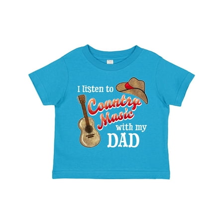 

Inktastic I Listen to Country Music with My Dad Guitar and Hat Gift Toddler Boy or Toddler Girl T-Shirt