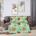 thumbnail image 6 of ZNDUO Lightweight Microfiber Bed Blanket, Strawberry Green Prints Art Pattern Super Soft Flannel Cozy Throw Blankets, 50"x40", 6 of 8