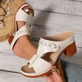 thumbnail image 5 of IUJSOY Heels for Women Peep Toe Bohemian Heeled Sandals Comfortable Summer Dressy Slip on Shoes, 5 of 8
