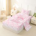 thumbnail image 2 of Manfei Pink Princess Letter L Bow Twin Sheet Sets, Boho Damask Flower Bedding for Girls Women, 3 Pieces, 2 of 5