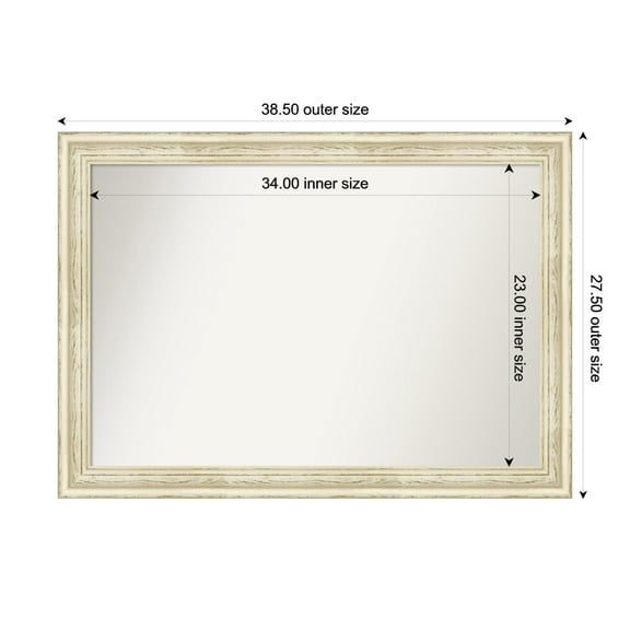 Amanti Art Custom Wall and Bathroom Mirror (27.5 x 38.5 in.), Country White Wash Frame