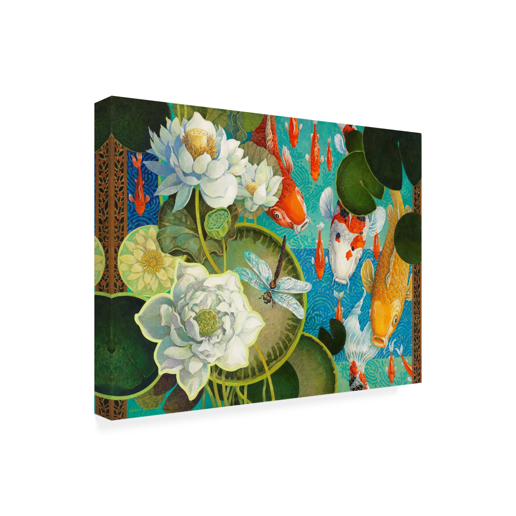 Trademark Fine Art Abstract Canvas Art ' Koi Pond And Lillies ' by David Galchutt
