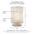 thumbnail image 6 of Serene Spaces Living Clear Ribbed Glass Votive Holder, Perfect for Weddings and Home Décor, Measures 5" Tall and 3.5" Diameter, 6 of 7