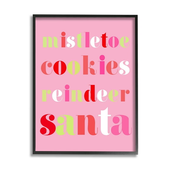 Mistletoe Cookies Reindeer Santa Bold Holiday Graphic Art Black Framed Art Print Wall Art