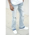 thumbnail image 5 of Victorious Men's Essential Distressed Light Wash Flared Jeans Indigo 38/32, 5 of 5