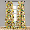 thumbnail image 4 of Ambesonne Yellow Pink Curtains, Brush Weathered Circle, Pair of 28"x95", Mustard Chocolate Rose, 4 of 4