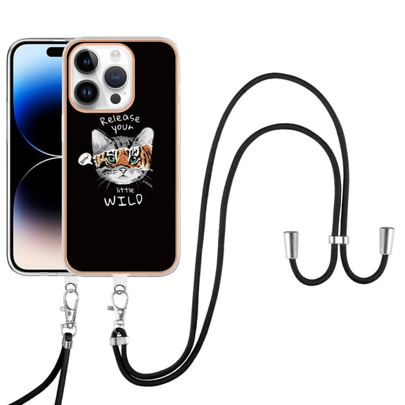 TECH CIRCLE For iPhone 14 Pro Max Case,Stylish Pattern Soft Slim Thin Silicone TPU Girls Boys Women Men Case Shockproof Protective Phone Case with Strap for Apple iPhone 14 Pro Max 6.7" 2022,Cat