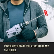 TCP Global Paint, Epoxy Resin, Mud Power Mixer Blade Drill Tool for Mixing Quarts and Gallons (2 Pack) - 10 Long, 1/4 Round Drill Shaft, 2.5 Plastic Paddles - Stirring Cans, Buckets, Pails and Cups