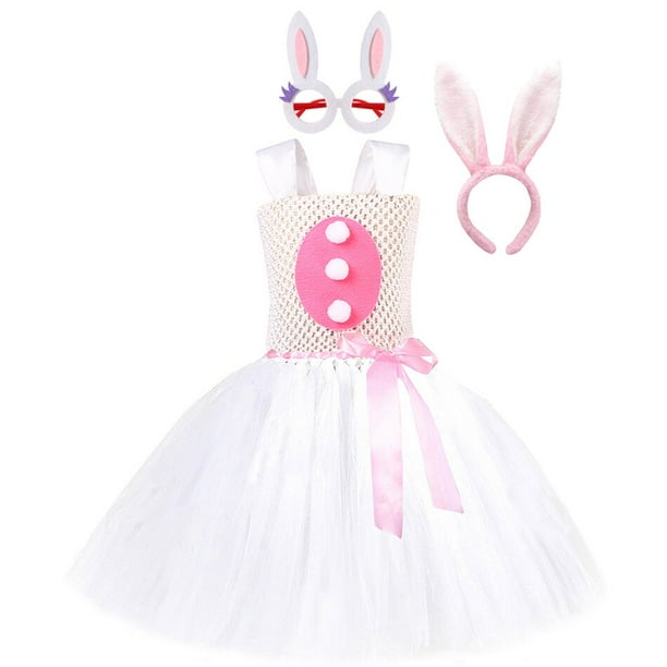 Vestido de tutú de conejito de Pascua para niñas pequeñas, disfraces de Cosplay de conejo, traje de tul para fiesta de cumpleaños de niña pequeña, ropa de vacacionesXXL(10-12T) Gao Jinjia LED