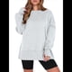 thumbnail image 1 of Sudaderas Oversize para Mujer, Cuello Redondo, Larga, Informales, Holgadas, con Aberturas, para Otoño Gris M, 1 of 9