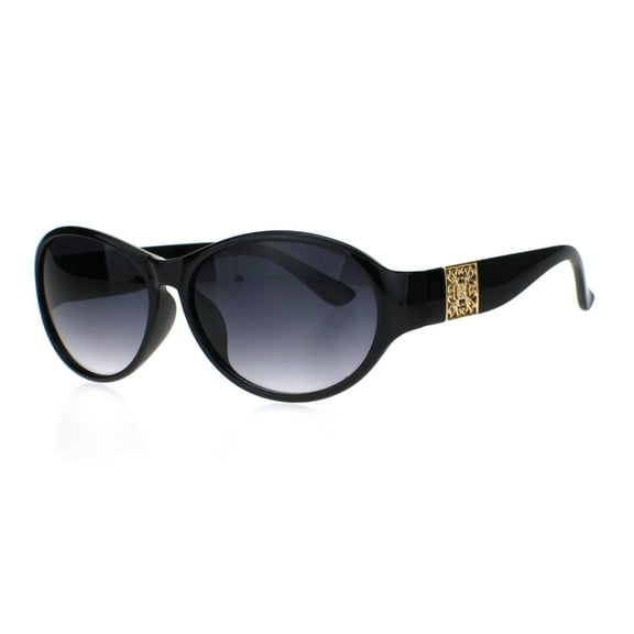 Womens Luxury Oval Round Plastic Designer Fashion Sunglasses Black Smoke