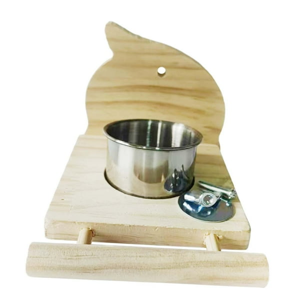 Percha de madera para pájaros con comedero, resistente jaula para pájaros, comedero colgante para mascotas