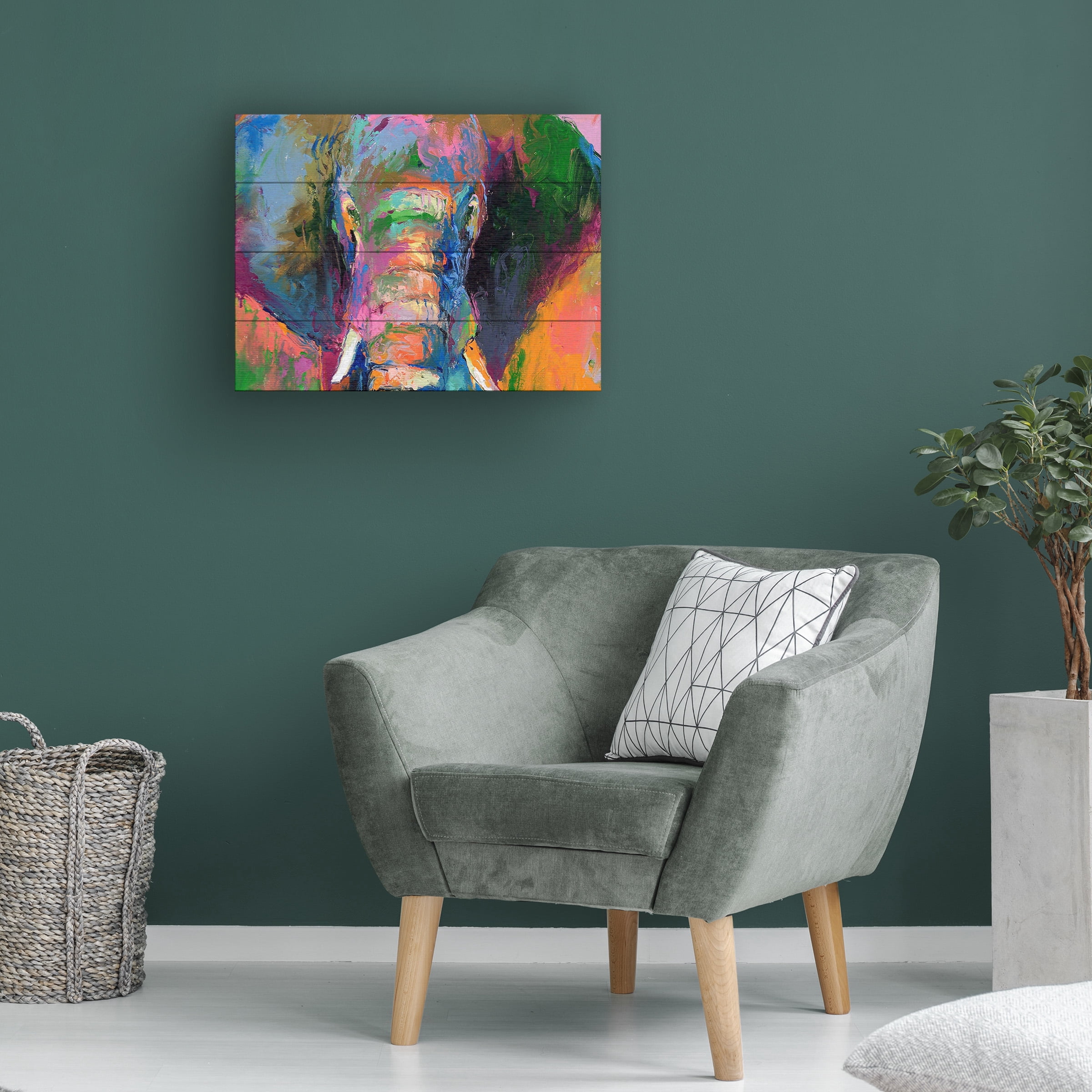 Richard Wallich 'Elephant 2' Wood Slat Art