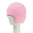 thumbnail image 2 of Womens Winter Hats Women's Foldable Handmade Knitted Wool Ear Warm Cap Windproof Hats for Women Men Pink One Size, 2 of 3