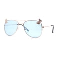thumbnail image 2 of Kids Size Girls Butterfly Metal Jewel Pin Aviator Sunglasses Gold - Blue, 2 of 4