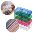 thumbnail image 3 of Matoen Plastic Pencil Box Clear Pencil Case with Hinged Lid Snap Closure, Frosted Stationery Case for Office, Blue, 3 of 6