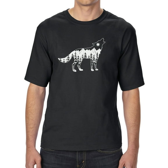 LA Pop Art Men's Tall Word Art T-shirt - Howling Wolf LT
