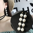 thumbnail image 2 of UDIYO Earrings Faux Pearl Design Decorative Alloy Long Dangle Eardrop for Party, 2 of 7