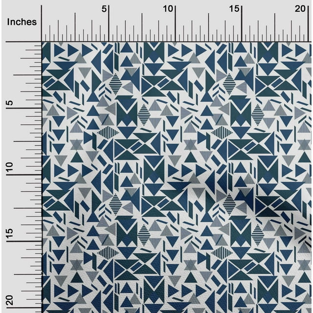oneOone Organic Cotton Voile Fabric Rectangle & Triangle Geometric Print Fabric By Yard 42 Inch Wide
