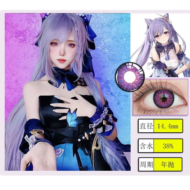 2 Pzs/1 Par De Lentes De Contacto De Colores De Color Anime Pupila Genshin Hutao Cosplay