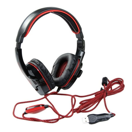 Stereo 7.1 Surround Sound Headset USB Headset Gaming Headset with Microphone Black / Red