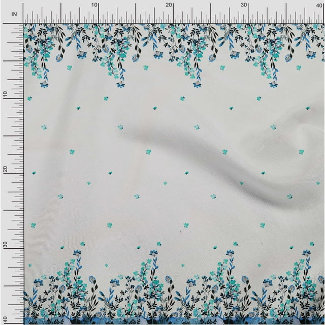 oneOone Cotton Silk Fabric Leaves & Flower Panel Print Sewing Fabric BTY 42 Inch Wide
