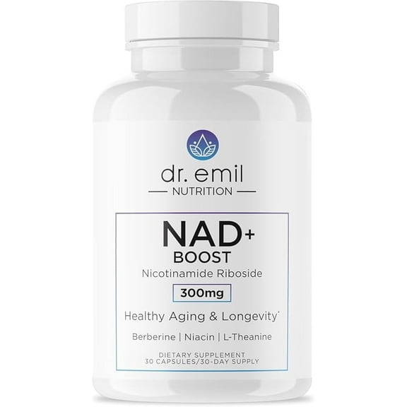 DR. EMIL NUTRITION NAD  Boost - Nicotinamide Riboside Supplement for Longevity, Healthy Aging & Cellular Regeneration - NAD Supplement with with Berberine, L-Theanine & Niacin - 30-Day Supply