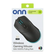 onn Rechargeable Wireless Gaming Mouse with LED Lighting, 8 Programmable Buttons