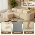 thumbnail image 5 of edx Convertible Sectional Couches Comfy&nbsp;Fluffy 4 Seat Memory Foam Sectional Sofa Upholstered Couches for Living Room Bedroom,No Assembly Required, Left Facing Chaise Beige, 5 of 7