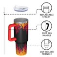 thumbnail image 4 of 40oz Tumbler with Handle and Straw, Vacuum Insulated Stainless Steel Travel Mug, Fits Car Cup Holder, Flame Print, 4 of 6