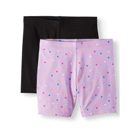 Wonder Nation Solid and Printed Bike Shorts, 2-Pack (Little Girls & Big (Best Shoes With Shorts)