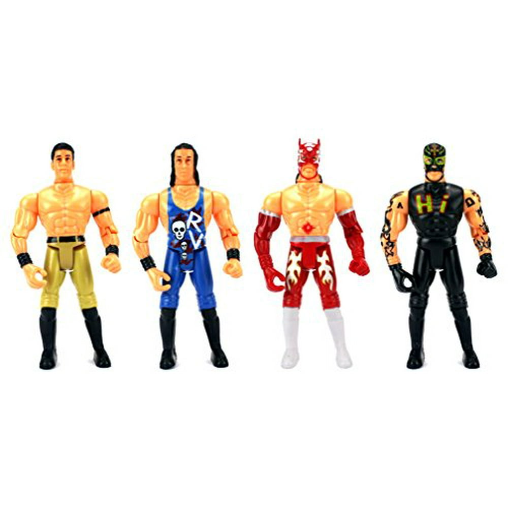 Masked Super Wrestling Children Kid's Toy Action Figure Playset w/ 4 Toy Figures, Masks