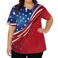 thumbnail image 3 of Iaqnaocc Patriotic Scrub Tops Women 4th of July American Flag Stars Nurse Working Uniforms Retro V Neck Scrub Shirt Independence Day Short Sleeve Medical Freedom Workwear with Pockets Red L, 3 of 5