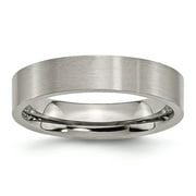 Lex & Lu Chisel Titanium Flat 5mm Brushed Band Ring