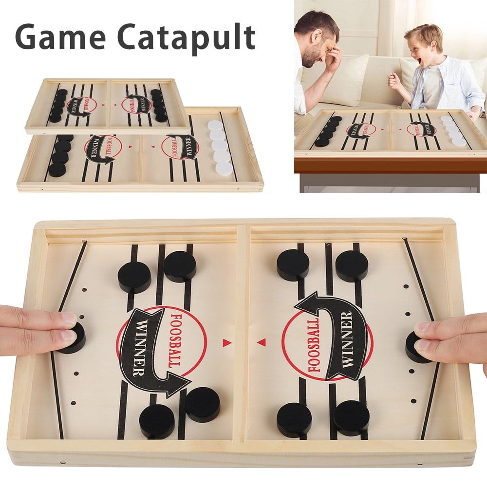 Wooden Fast Sling Puck Game Kids Adults Family Affection Winner Board Games Toys 