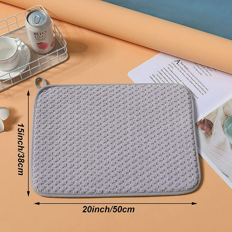 Dish Drying Mat for Kitchen Counter - 15 x 20 inch Microfiber Dish Mat  Absorbent Drying Pad Dish Drainer Mats for Countertop Heat-resistant and  ECO