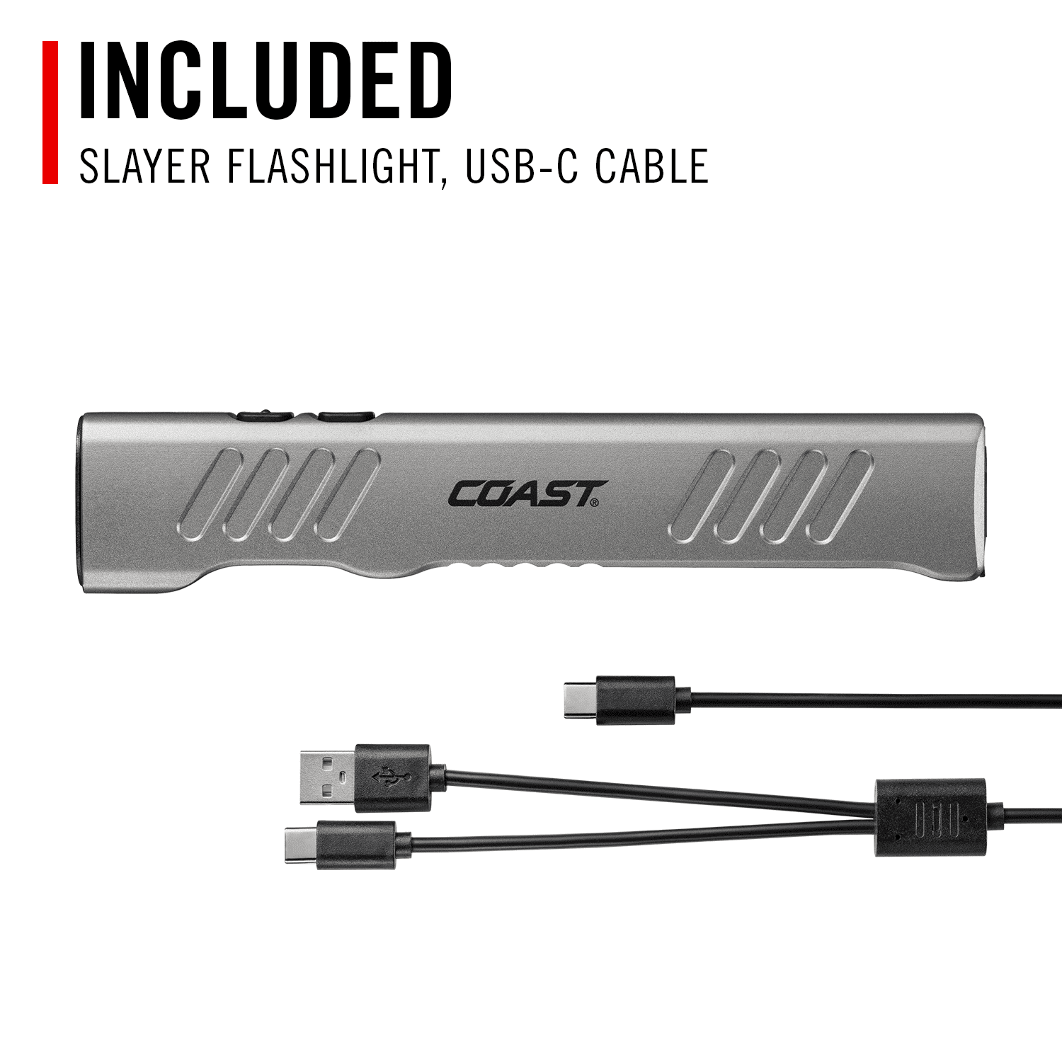COAST SLAYER 1150 Lumen Rechargeable LED Flashlight – USB-C, Dual Optic, Waterproof