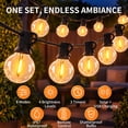 thumbnail image 4 of LEACUBER 100FT Solar String Lights Outdoor Waterproof with 8 Light Modes, Remote Dimmable Timer, LED Shatterproof G40 Bulbs, USB & Solar Powered Outdoor Lights for Backyard, Garden, Camping, 4 of 14