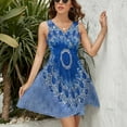 thumbnail image 3 of Blue Circle Floral Mandala Texture Sleeveless Dress Women Summer Evening Dresses Ladies Sundress, 3 of 7