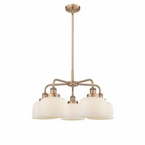 Innovations Lighting  Bell - 5 Light 26" Stem Hung Chandelier Antique Copper/Matte White