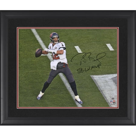 Tom Brady Tampa Bay Buccaneers Framed Autographed 16" x 20" Super Bowl LV Photograph with "SB LV MVP" Inscription - Fanatics Authentic Certified