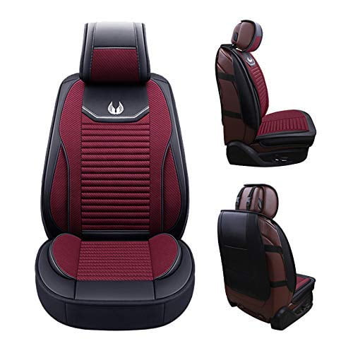 OASIS AUTO Leather&Fabric Car Seat Covers, Faux Leatherette Automotive  Vehicle Cushion Cover for Cars SUV Pick-up Truck Universal Fit Set Auto  Interior Accessories (OS-008 Front Pairs, Burgundy) 