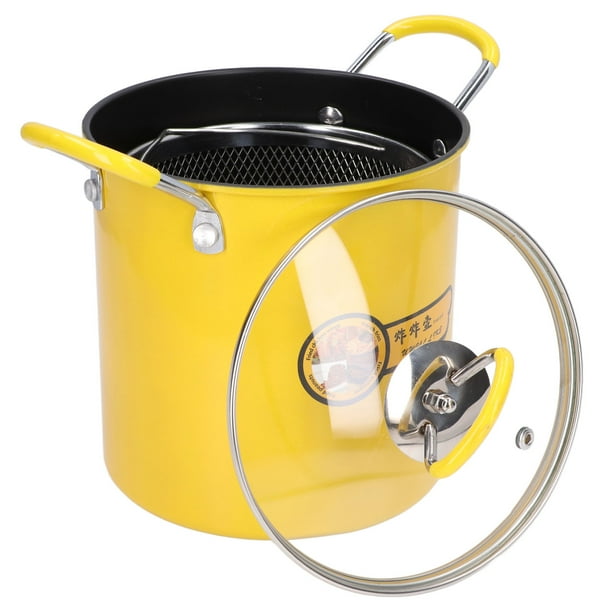 Petite friteuse avec panier, mini pot à huile profonde en acier inoxydable 304 avec couvercle et poignée en silicone pour frites tempura, frites, poisson, poulet, convient pour une variété de poêles Petite friteuse avec panier, mini pot à huile profonde en acier inoxydable 304 avec couvercle et poignée en silicone pour frites tempura, frites, poisson, poulet, convient pour une variété de poêles