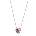 thumbnail image 2 of Women's Finecraft Heart Pendant Necklace with Amethyst & Cubic Zirconia in 10kt Rose Gold, 18", 2 of 4