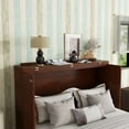 thumbnail image 5 of Queen Size Murphy Bed, Pine Wood Cabinet Bed with Rattan Decoration and Storage Drawer,Walnut, 5 of 6