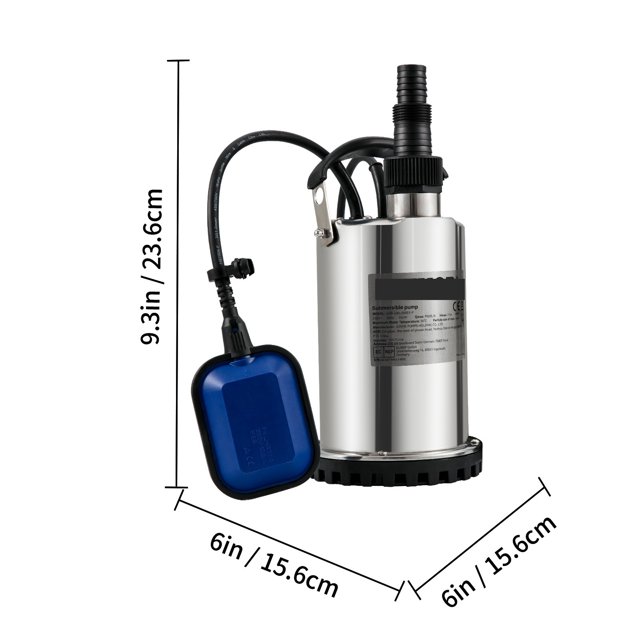 Submersible Water Pump 9500L/H W/ 10 M Cord And Automatic Tethered Float Switch For Clean Empty Flooded Area Swimming Pool ,Long Lasting
