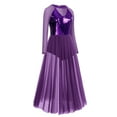 thumbnail image 2 of IBTOM CASTLE Women Lyrical Dance Dress Sequin Long Sleeve Mesh Tulle Flowy Maxi Long Dress Morden Contemporary Dancewear XL Purple, 2 of 8